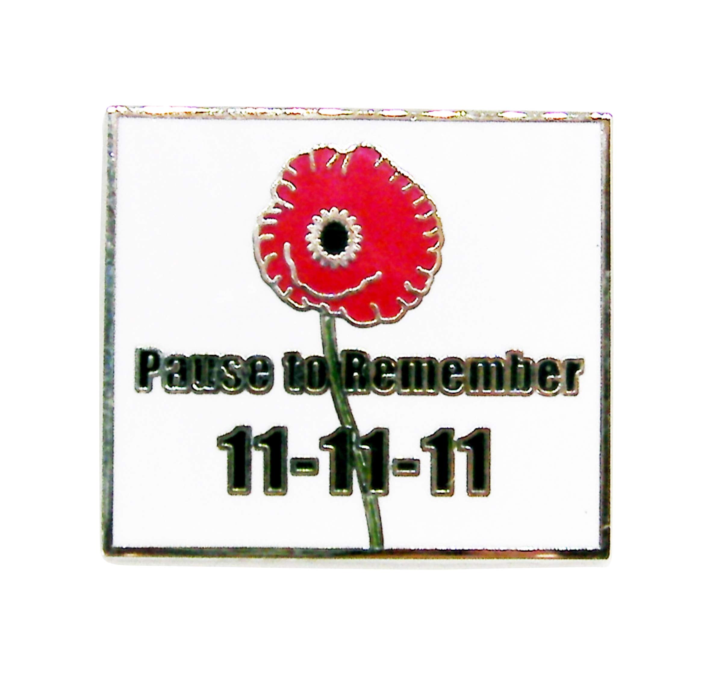 Senlak Men's White Poppy Lapel Badge Pause To Remember - Remembrance Day