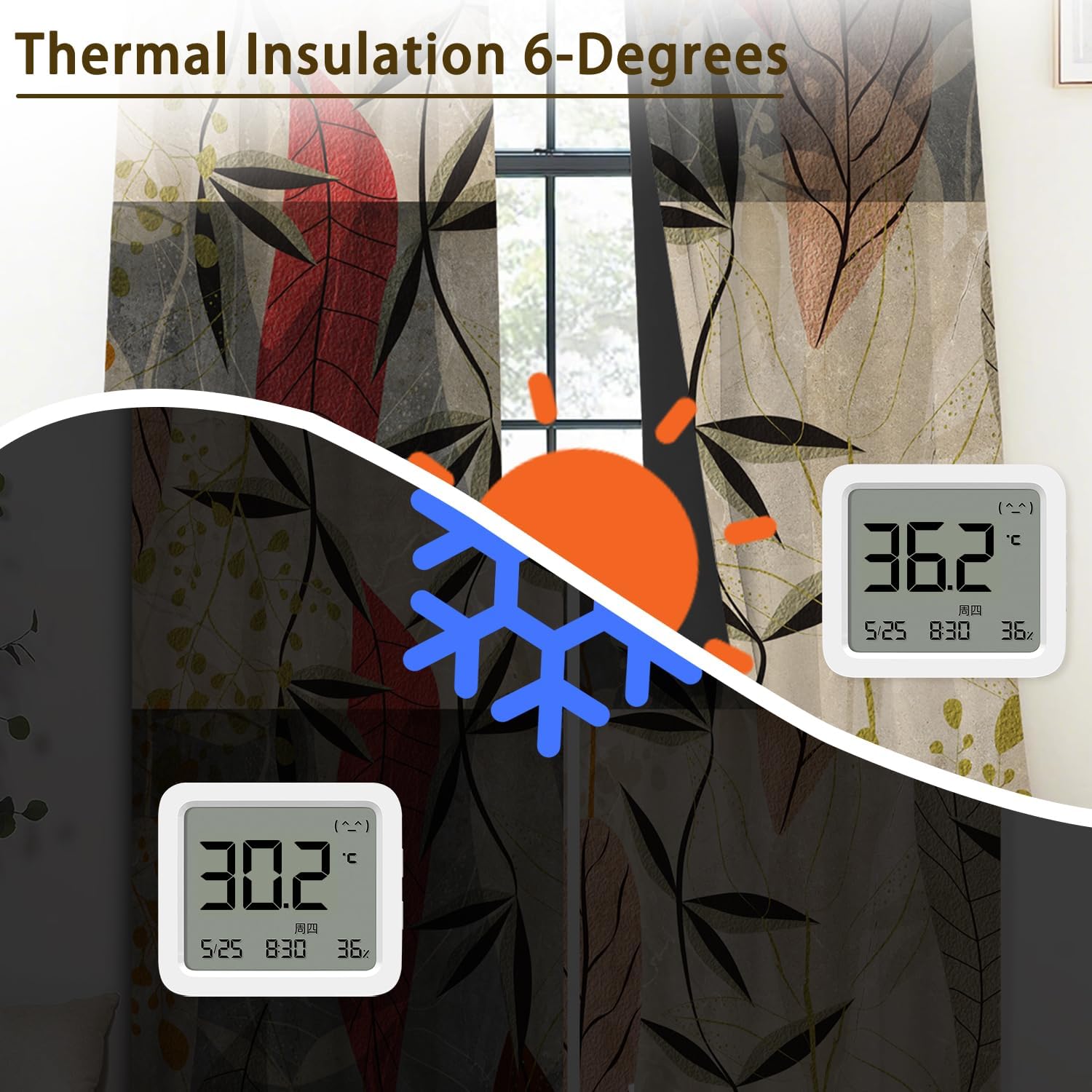 Bedroom Blackout Curtains 2 Panels Set - Earthy Botanical Leaf Collage Curtain Drapes with Grommet Top, Thermal Insulated Room Darkening Window Treatments for Modern Boho Homes, 52Wx84L