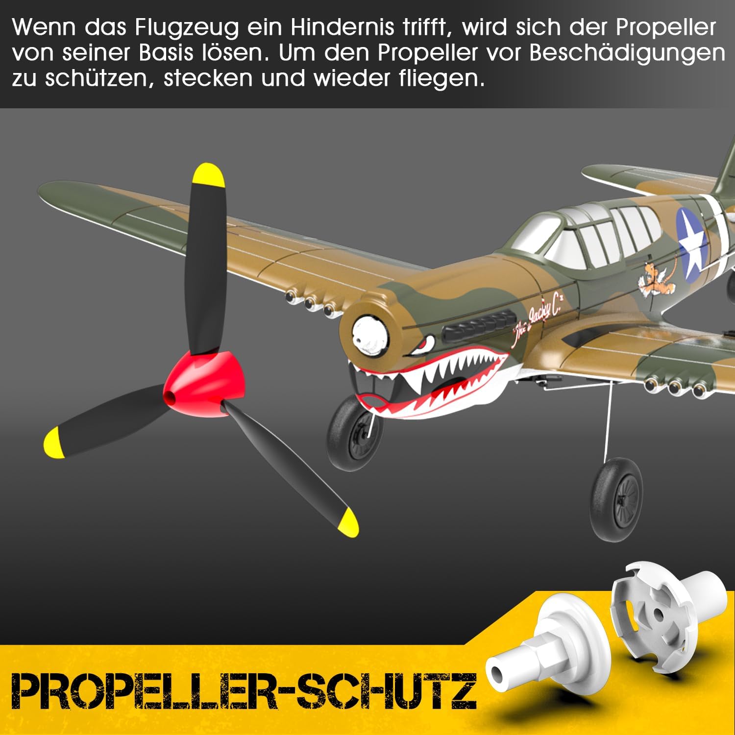 volantexrc Aereo Telecomandato P40 Warhawk, 4 Canali 2.4GHz con Giroscopio 6 Assi, Modello RTF Pronto a Volare, Ideale per Principianti Adulti, Aereo da Caccia Elettrico con Stabilizzatore Automatico