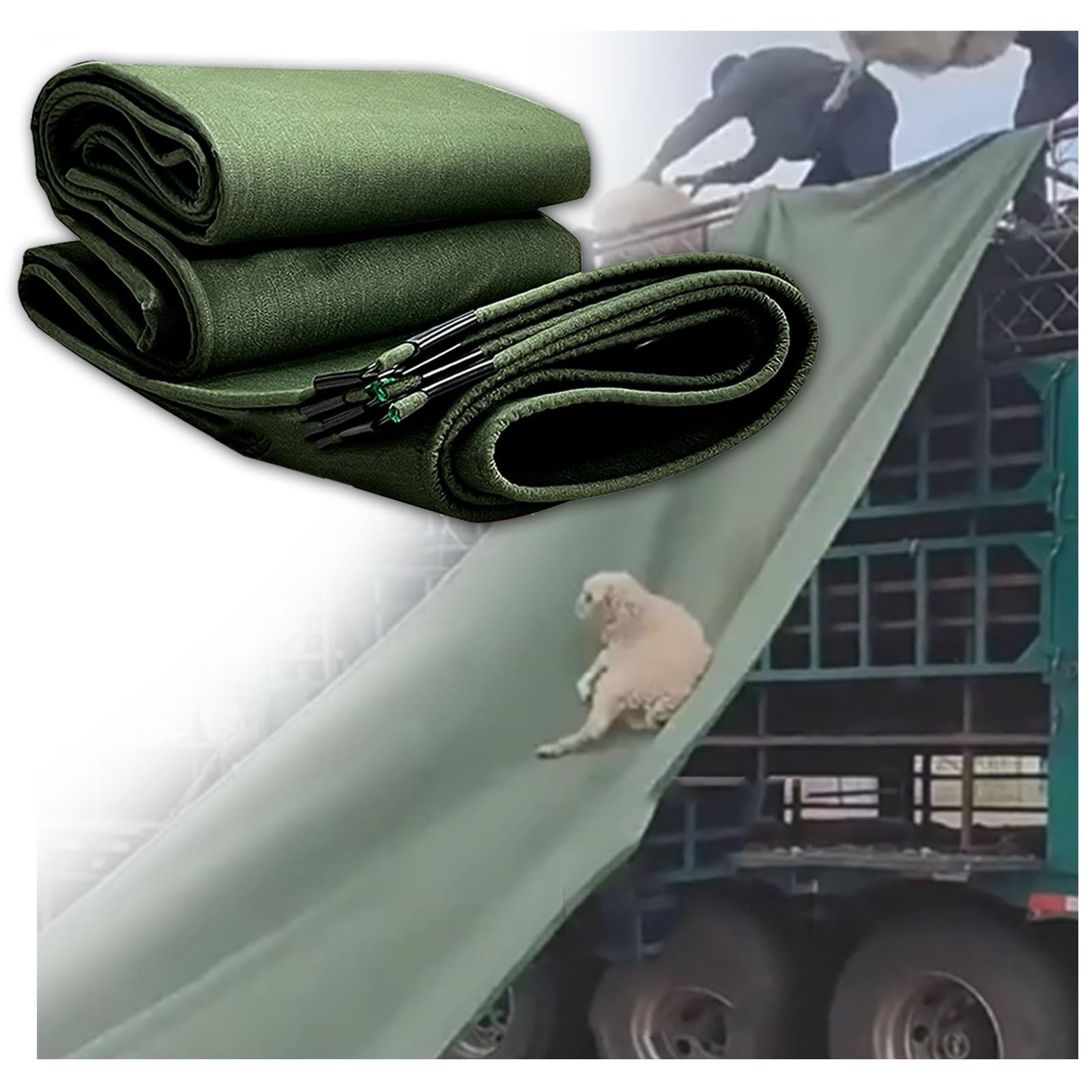 GTHTUHFD Canvas Chute,5Ft Wide Canvas Chute For Cargo Handling, Durable Unloading Slide For Efficient Warehouse Loading/Unloading, Available In 2X24M/6.56X78.72Ft And 2X13M S,Green-2x24m
