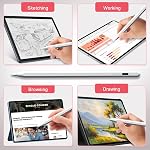 Universal Stylus Pen for iPad iPhone Android Tablets, No Bluetooth or Pairing Needed, USB-C Fast Charging, 4 LED Battery Indicators, Works with Most Touchscreen Devices, White