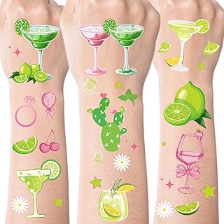 Margs and Matrimony Bachelorette Temporary Tattoos - 200+ Margarita Party Decorations Supplies Green Martini Cocktail Cheers Tattoo Stickers for Mexican Fiesta Wedding Bridal Shower Party Decor