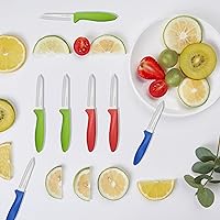 Vista 3 de Paring Knife set of 6 PCS, 3.5 Inch Stainless Steel Fruit and Vegetable Knives,Comfortable Handle With Multi-Color Red/Green/Blue