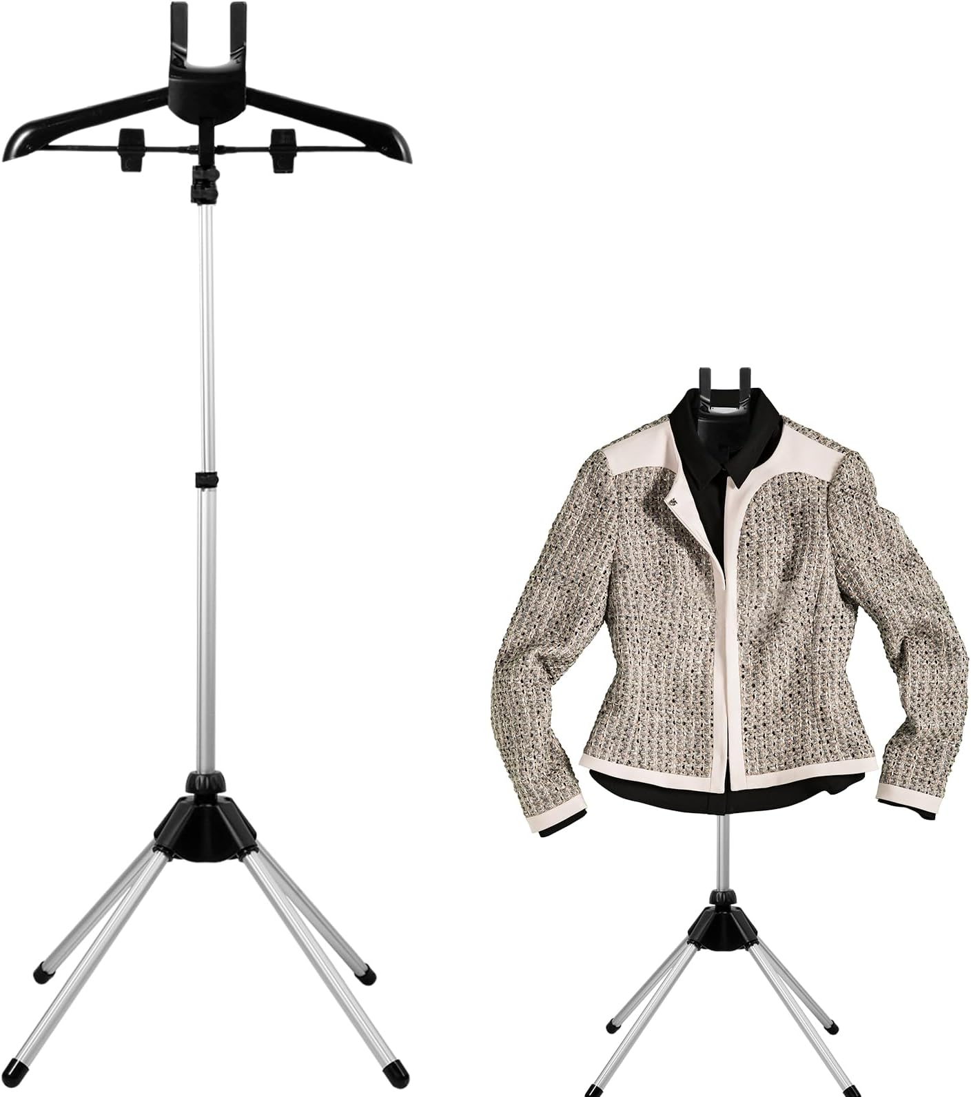 Steamer Stand, Folding Telescopic Clothes Steamer Holder, Height Adjustable Steamer Stand For Clothes,Handheld Garment Steamer Rack Clothes Hanger for Home Steam Ironing Shirts Clothes (Black)