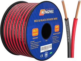 Speaker Wire 16 Gauge 50FT 2 Conductors Red Black Cable Hookup LED Lighting Strips Electrical Wire Extension Cord 16/2 Gauge Wire Copper Clad Aluminum 12V/24V DC Cable Flexible Extension Cord