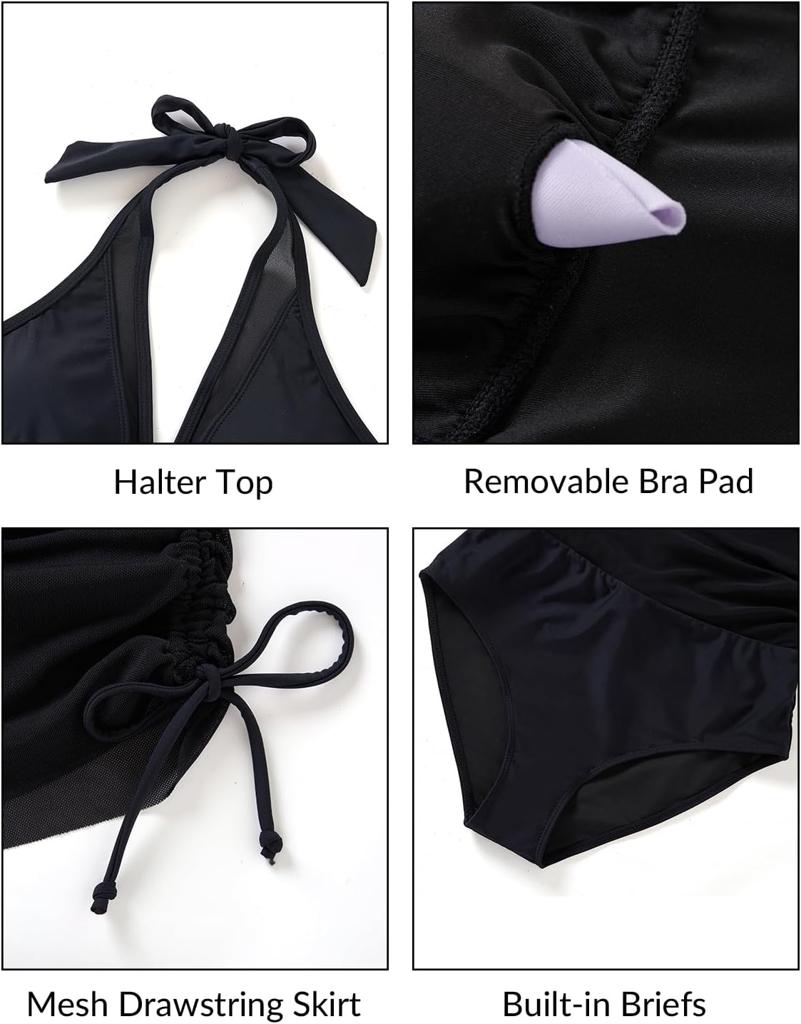 Tankini Bathing Suit for Women - Two Piece Swimsuit with Skirt Tummy Control Swimwear Halter Mesh Swim Dress 2025 - Image 4