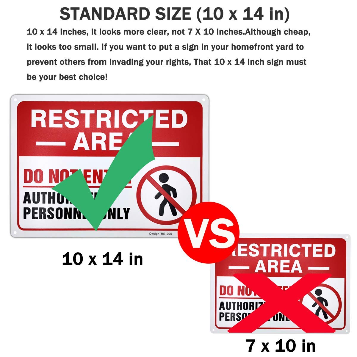 No Access Sign,Restricted Area Sign,Authorized Personnel Only,10x14 Inch Rust Free Aluminum, UV Ink Printing,Indoor or Outdoor Use for Home and Business(2-Pack) — Amazon image 5