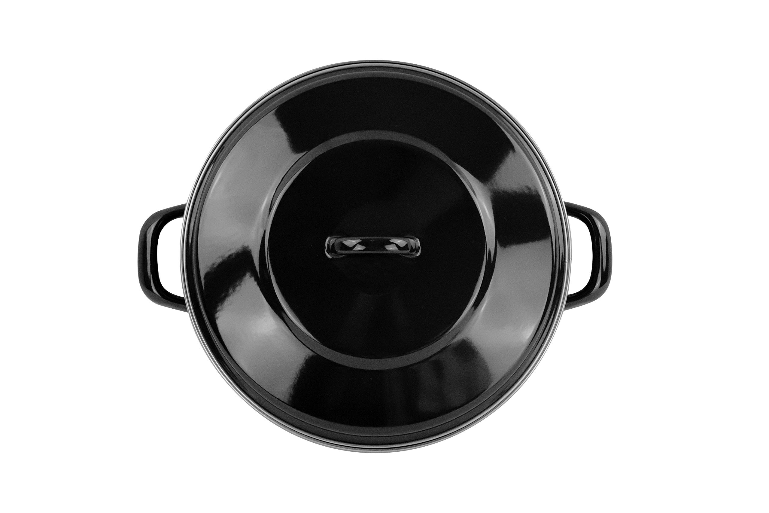 Dutch Oven Magefesa Negro de 26cm. Fabricado en España. Material de acero esmaltado con termómetro incorporado y recubrimiento antiadherente. Herrajes y tapas especiales para horno.