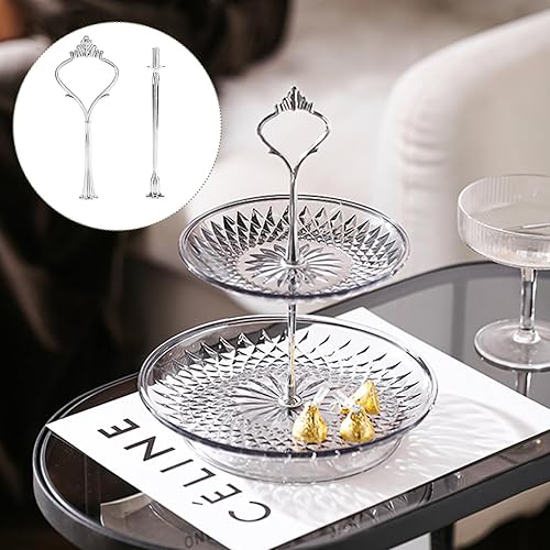 Miniatura 3 de Alvinlite Soporte plateado para cupcakes, bandeja pequeña de 2 niveles, soporte para pasteles, soporte para cupcakes, soporte de postre, decoración