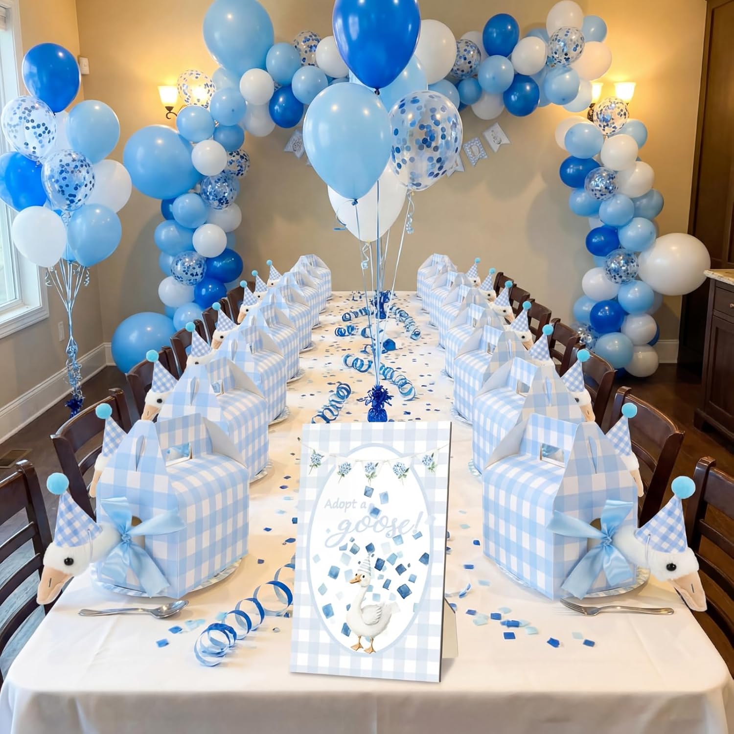 10 Sets Silly Goose Birthday Decoration Adopt a Goose Stuffed Plush Animal Hat Adoption Certificates for Birthday