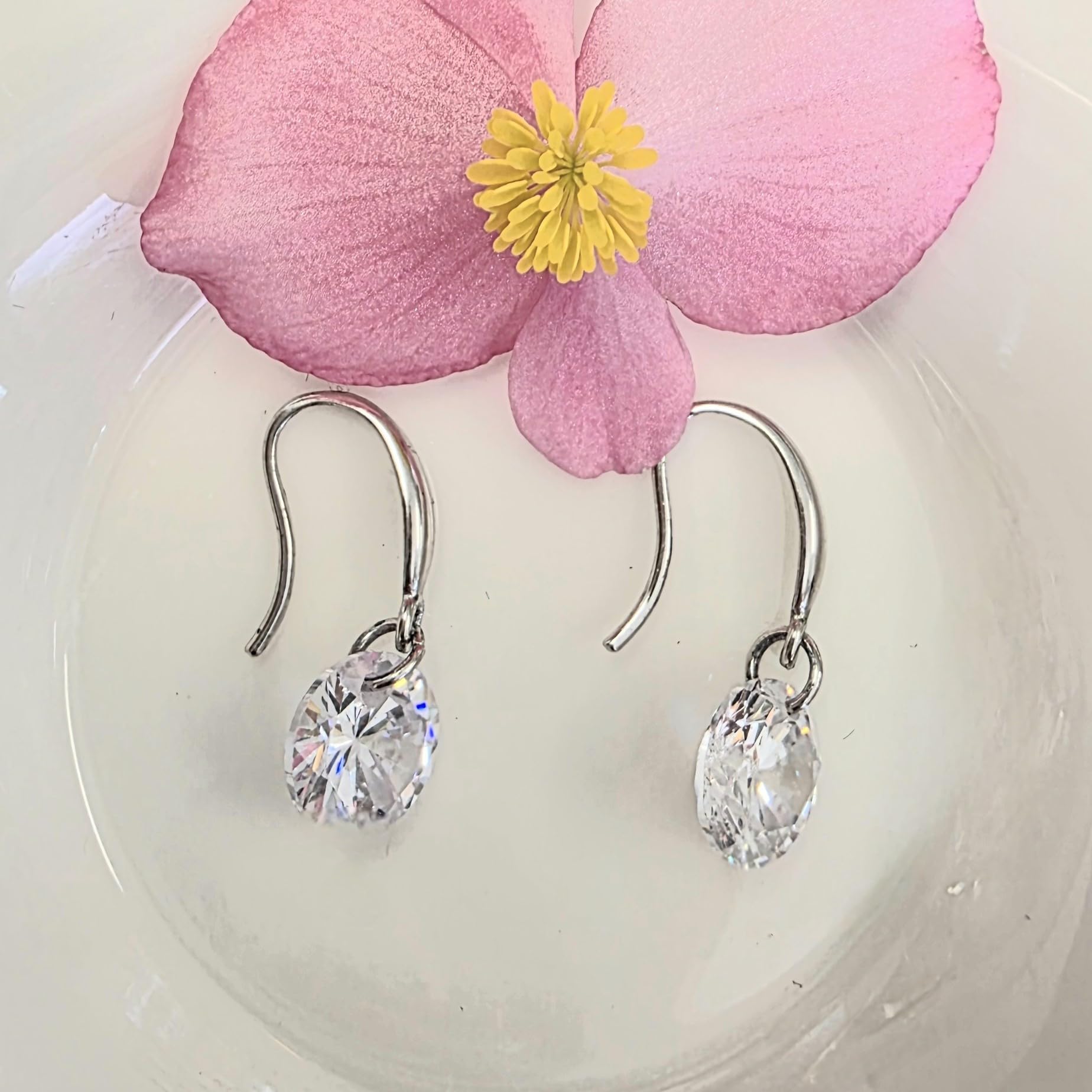 Crystalline Azuria Plata de Ley 925 Redondo Cristales Pendientes colgantes Pendientes de tuerca con Caja para Mujeres y Niñas