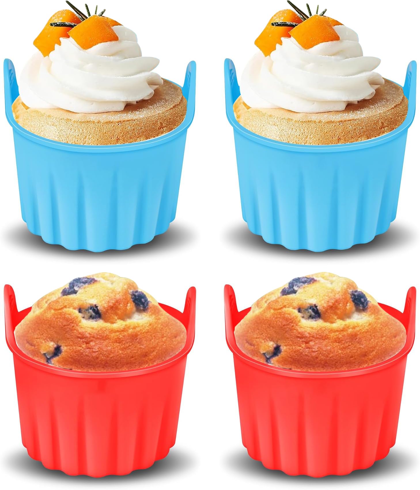 Lyrovo Air Fryer Baking Ramekins Premium Food Grade Silicone Mould Cups Easy Release Nonstick Bakeware Set for Eggs, Muffins, Cupcakes, Puddings, Tarts, Custards-image-4