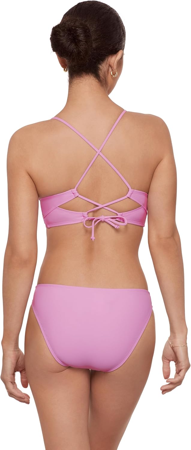 Aqua Green Women's Adjustable Tunnel Front Midkini Set with Molded Cups and Cheeky Hipster Bottoms