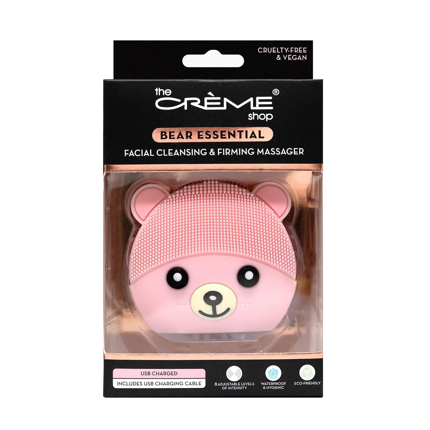 The Crème Shop Bear Essential Face Cleansing and Firming Massager - Facial Massager & Facial Cleansing Brush for Deep Pore Cleaning and Skin Exfoliation - Adjustable Intensity Levels with USB Charging