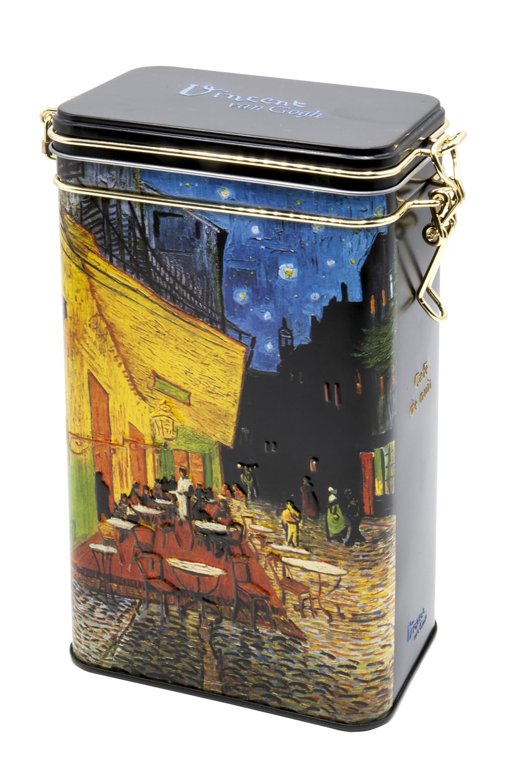 Fridolin 19403 - Vorratsdose/Kaffeedose aus Metall mit Bügelverschluss, Volumen ca. 1,4 Liter - Van Gogh: Cafe de Nuit