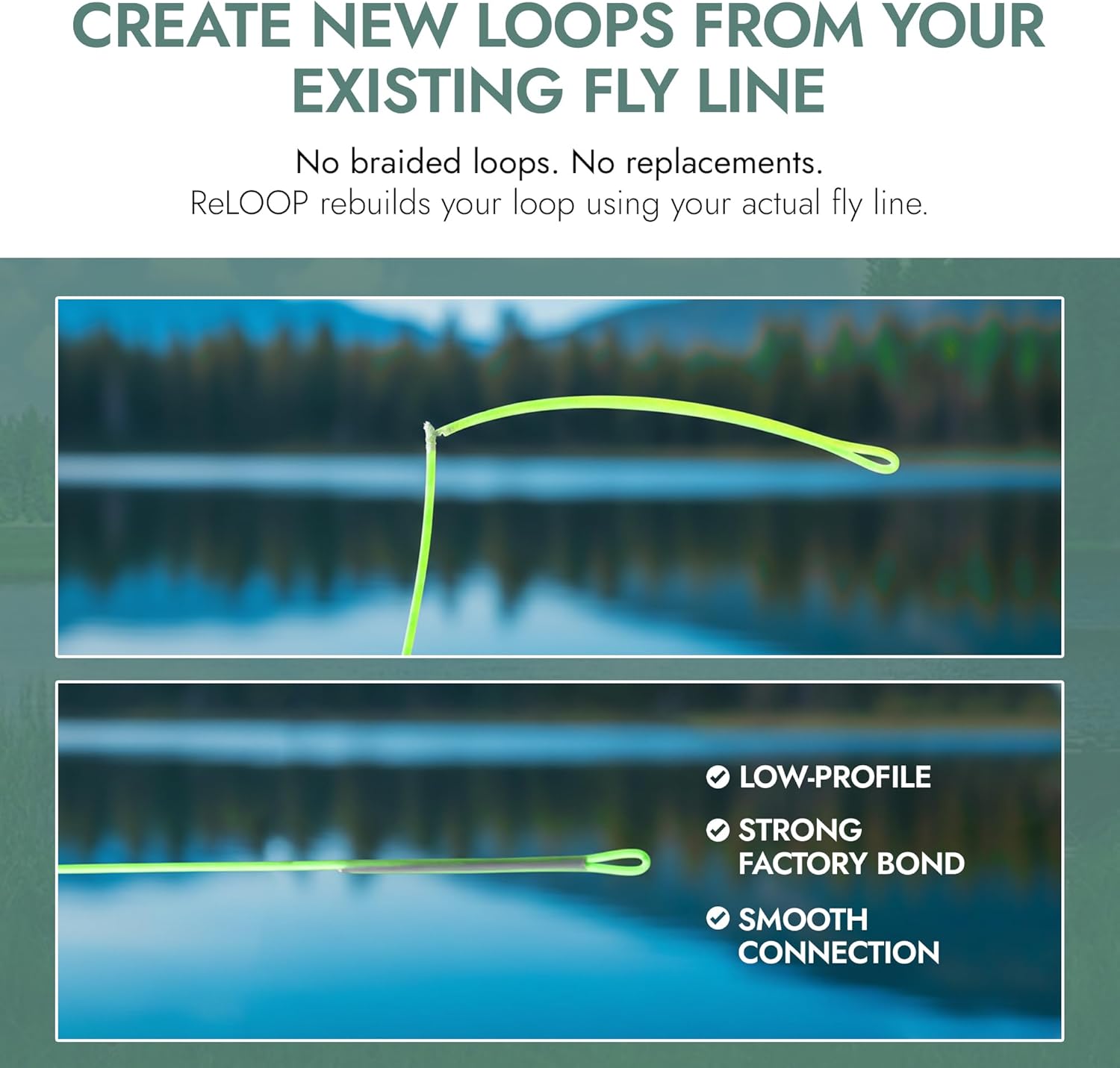 – ReLOOP Fly Line Loop Connector| Replace & Restore Damaged Fly Line Loops | Precision Lines Repair & Customization System | Smooth Casting Connection | 2-Piece Kit