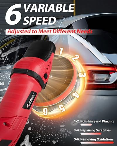 Miniatura 3 de AVID POWER Pulidora de búfer para automóvil, 6 velocidades variables 1000-3500 RPM, kit de cera de tampón rotativo con placa de respaldo de 6