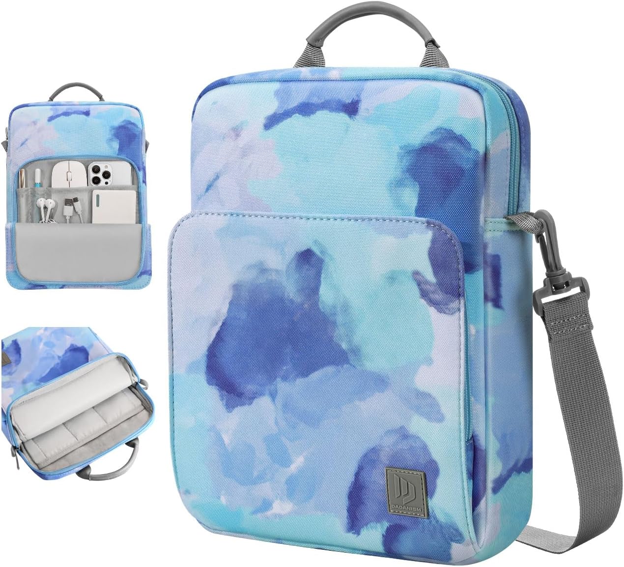 Dadanism 9-11 Inch Tablet Sleeve Bag Carrying Case with Shoulder Strap for iPad (A16) 11", iPad 10th Gen 10.9" Air 5/4, i-Pad Air/Pro 11", i-Pad 9/8/7th 10.2", Galaxy Tab A9+ Plus 11",Graffiti Blue