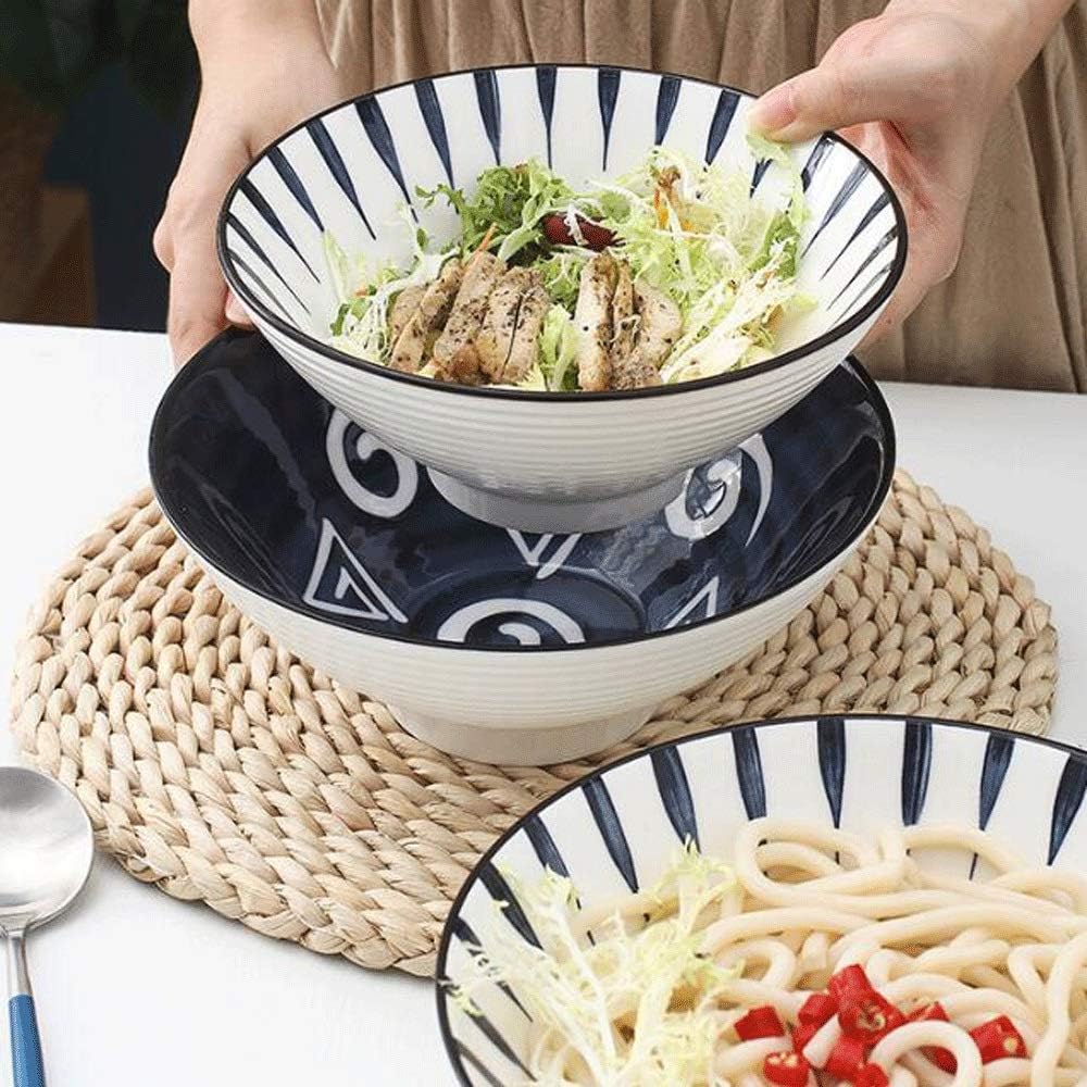 GeRRiT Bowl 2 Large-Capacity Noodle Bowls, Ramen Bowls, Ceramic Bowls, Instant Noodle Bowls, Tall Hats, Soup Bowls, Household Tableware, Shatter-Resistant 20 * 8cm Grain Bowls image 3