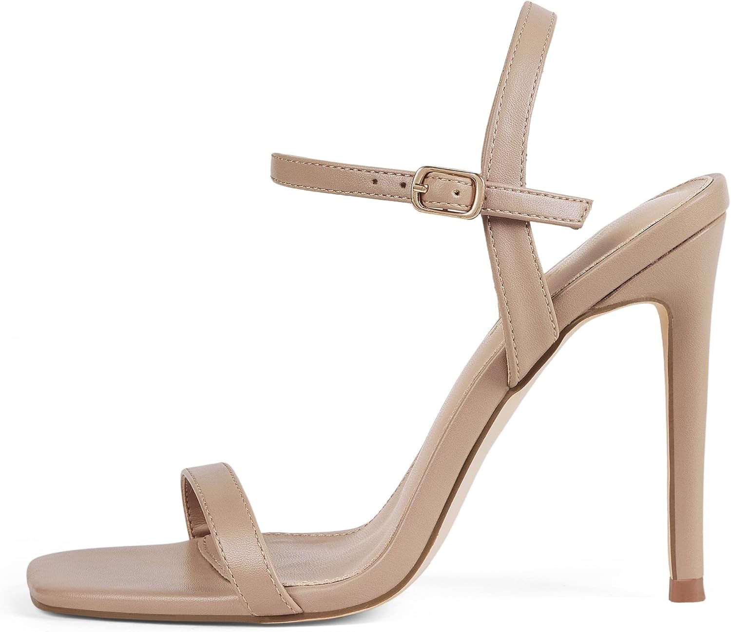 Elisabet Tang Women's High Heeled Sandals 4 Inch Strappy Sling Back Stiletto Open Square Toe Heels with Ankle Straps at Wedding Party Prom Work Dating - Image 5