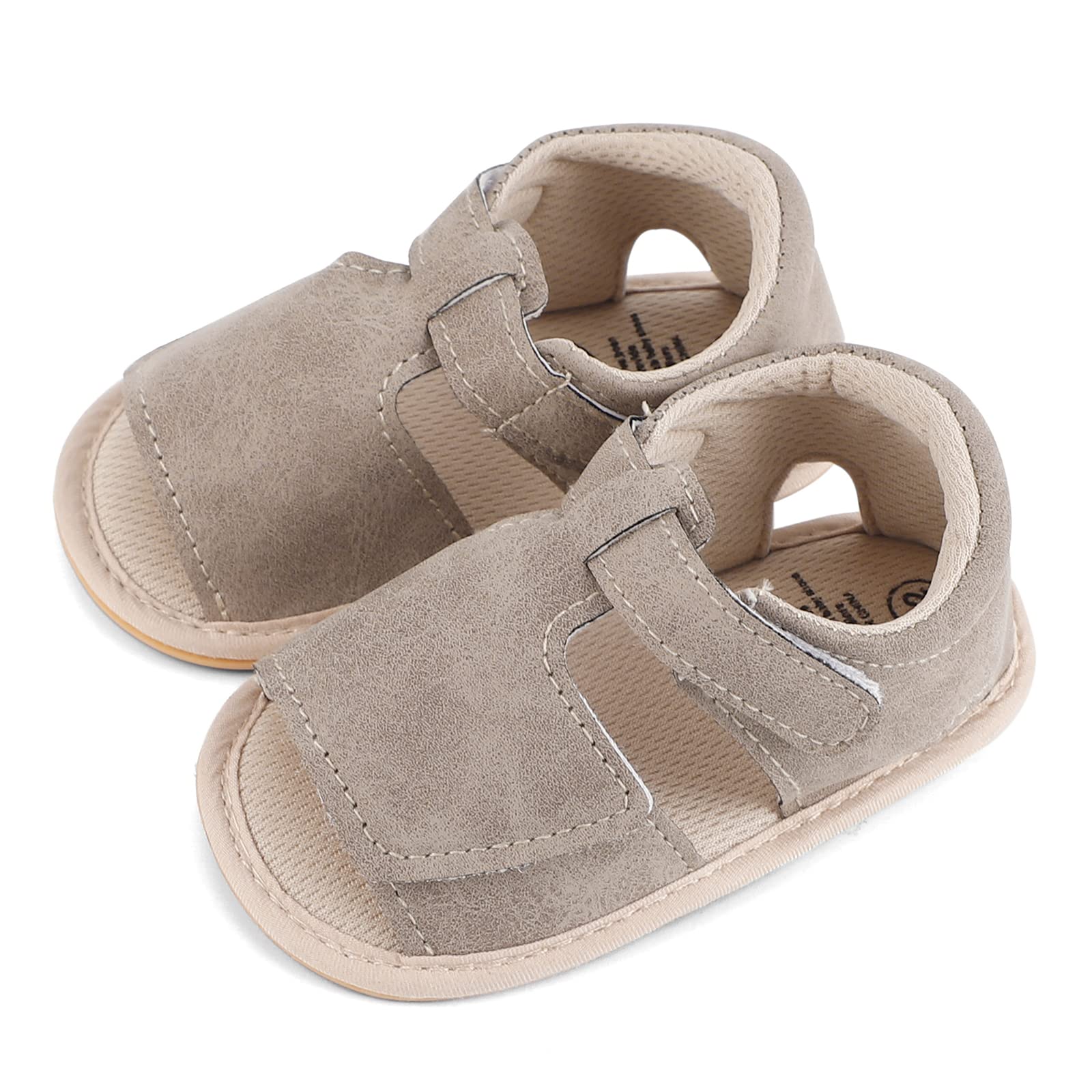 LACOFIA Sandali Neonato Battesimo Scarpe Primi Passi per Bambini estive con Suola in Gomma Antiscivolo Mesi
