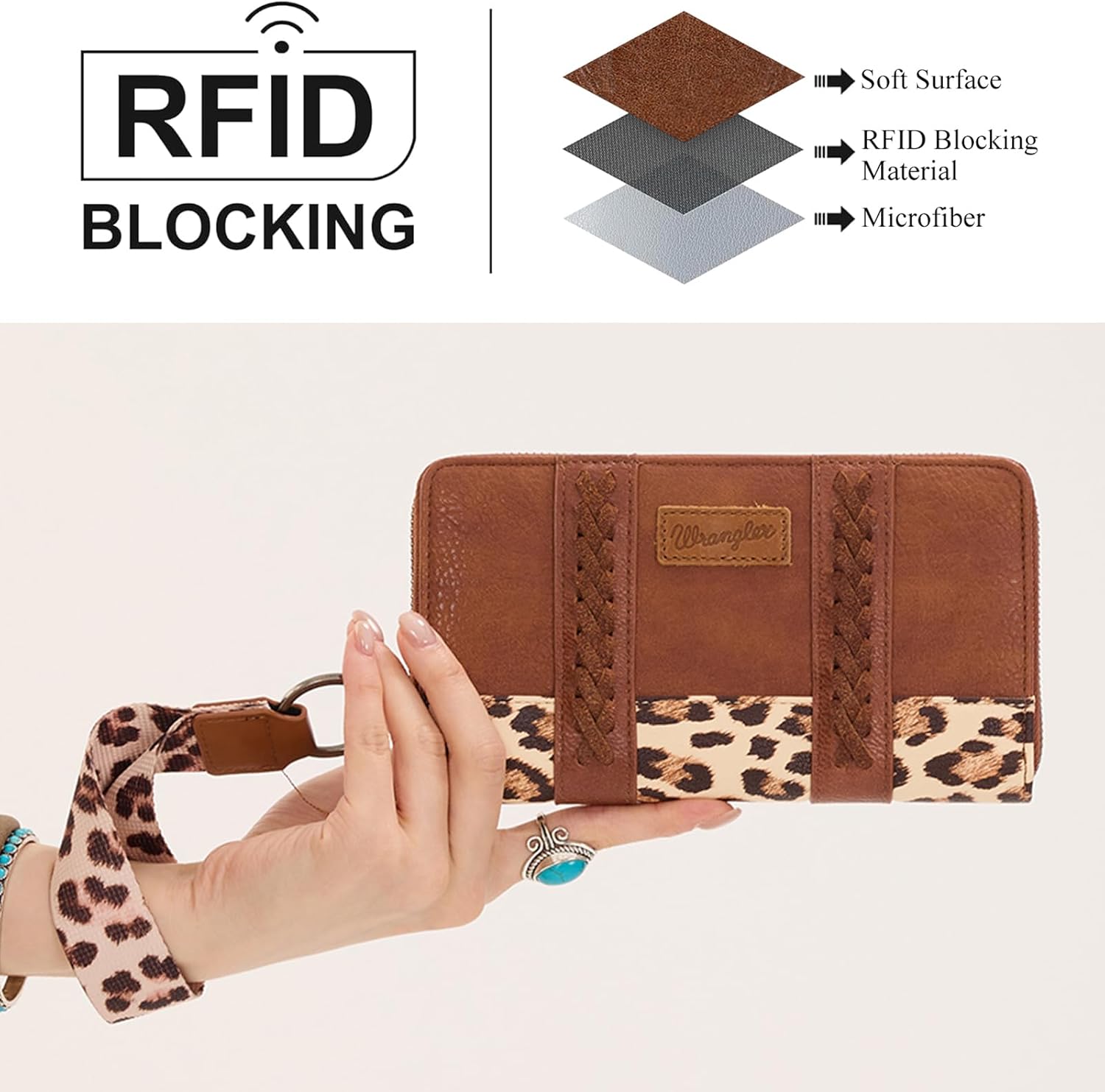 X Wrangler Wristlet Western Wallet Boho Aztec Credit Card Holder for Women