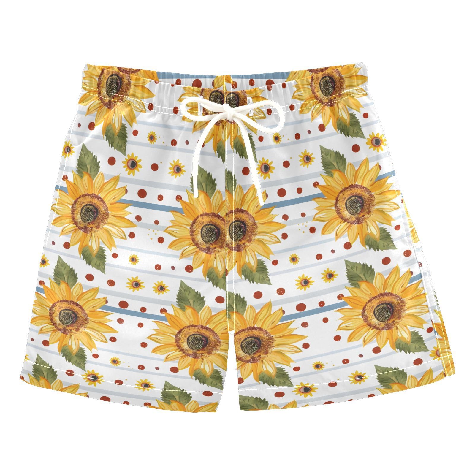 Sunflowers on A White Boys Swim Trunks Toddler Shorts Swimwear Boardshorts