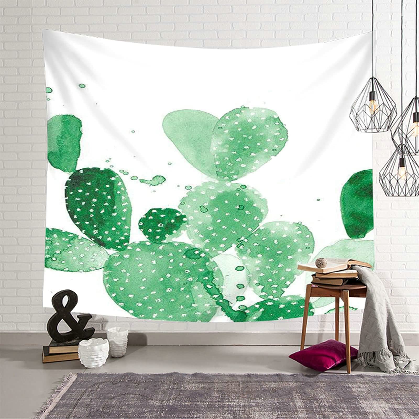 Tapiz de pared de cactus en poliéster lavable KnSam de 150x130 cm para renovar salones
