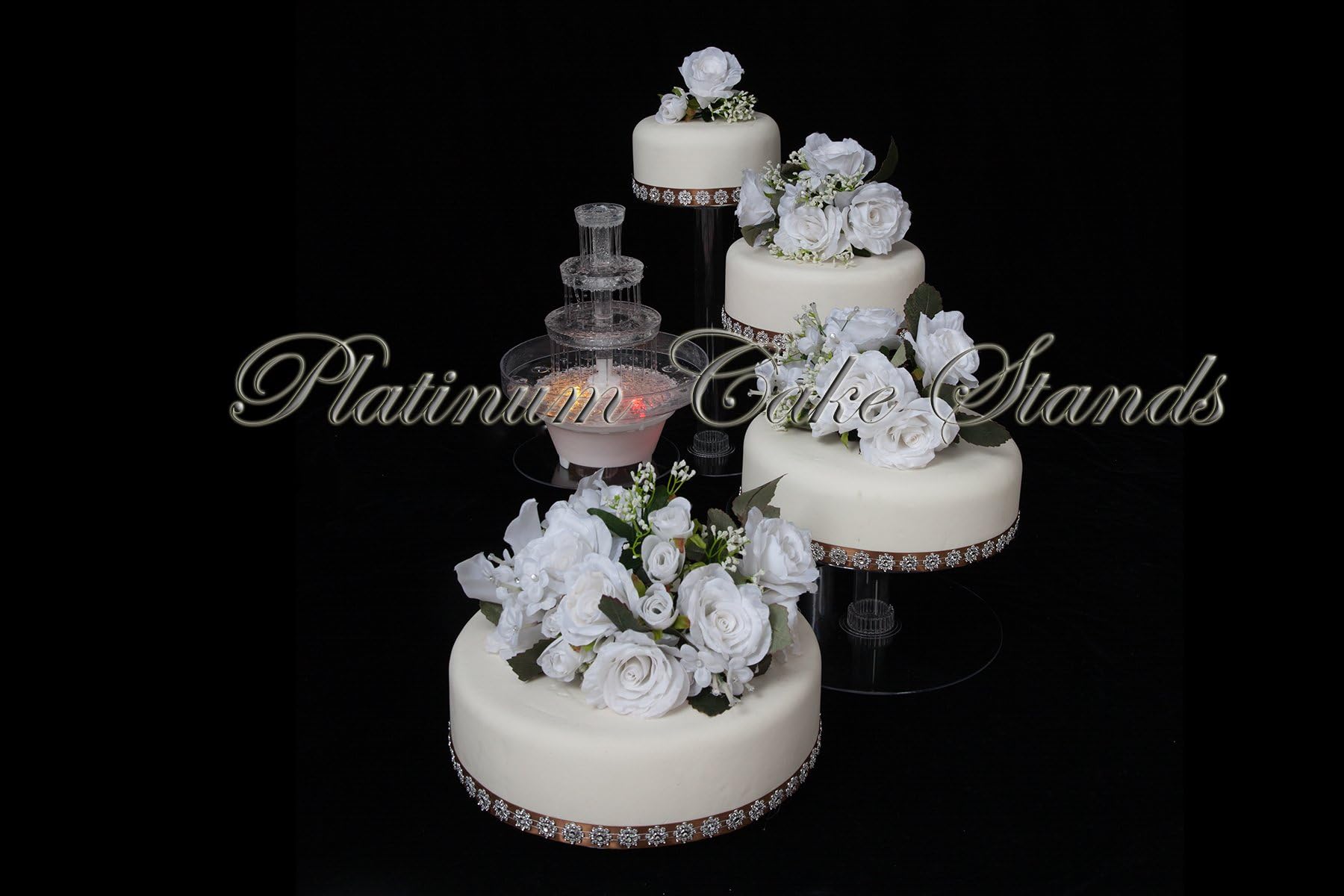 4 Tier Cascade Wedding Cake Stand with Fountain (Style R405)