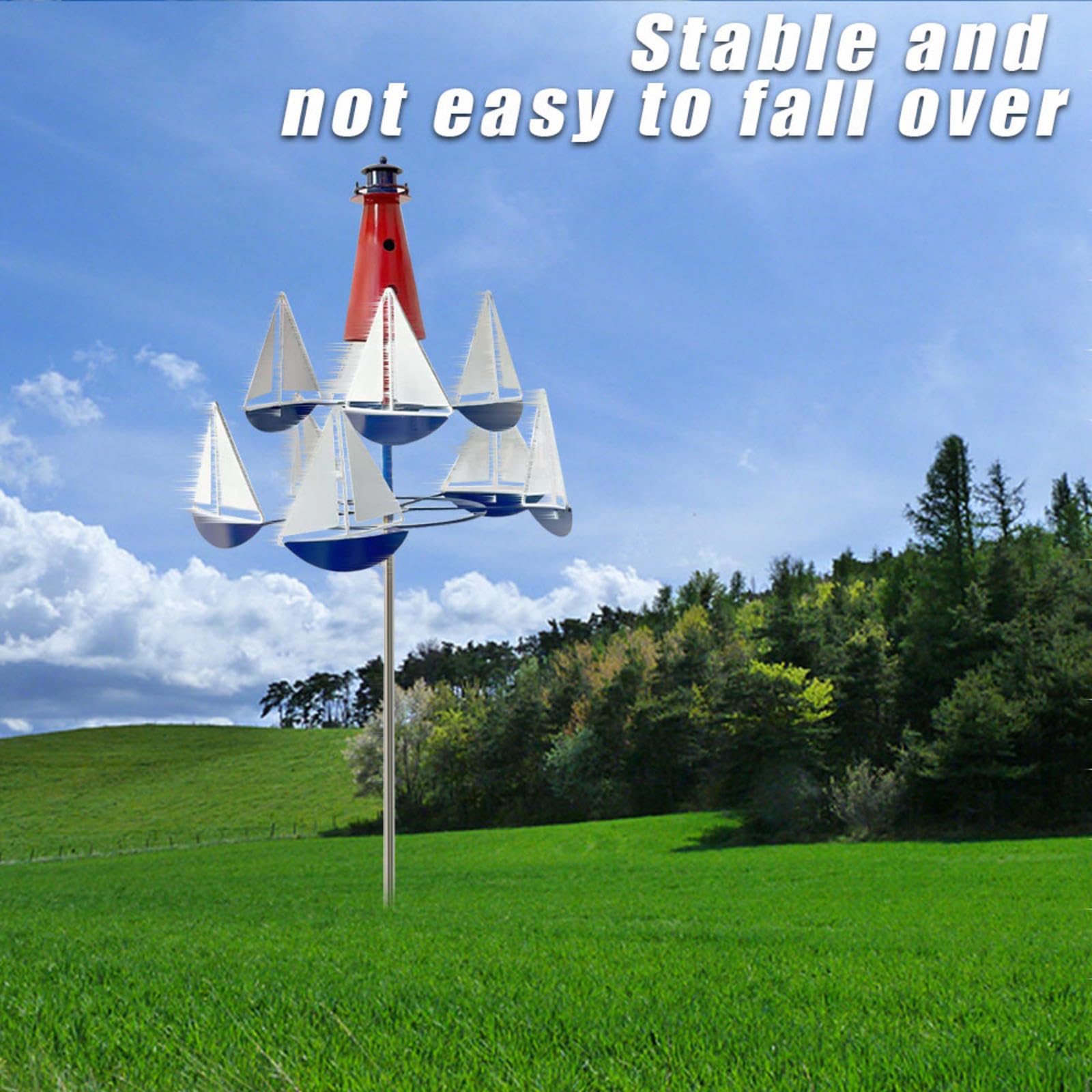 MULINO A VENTO Rotante Cortile Filatori Mulini A Vento Ornamenti Giardino Plug-in EUR 22,20 - Foto 7