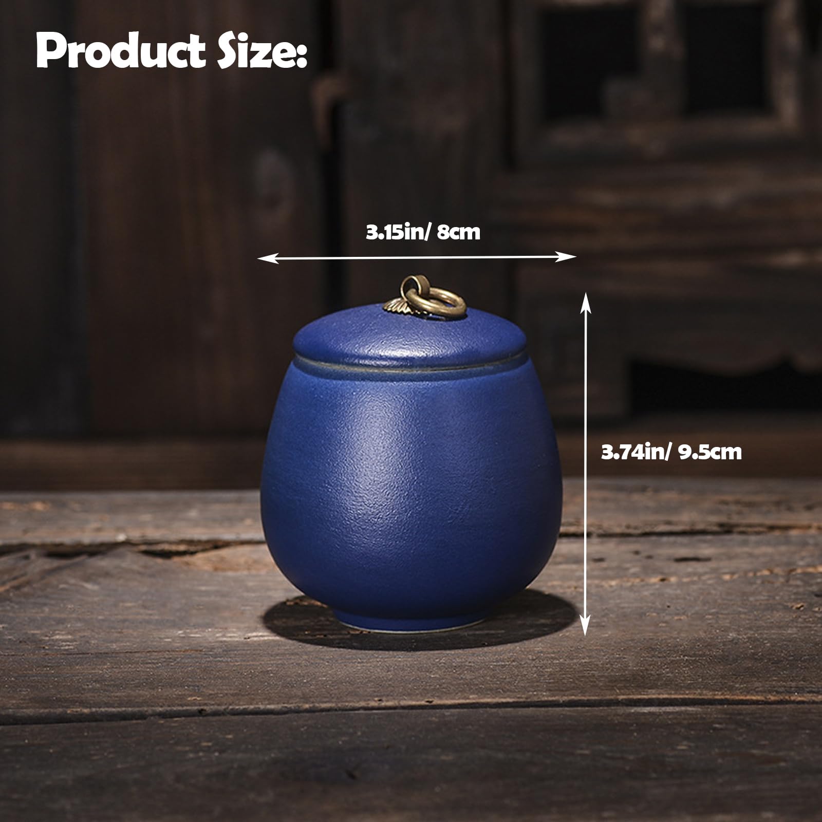 Ceramic Pet Urn with Photo Display Box - Memorial Keepsake Holder for Dog and Cat Ashes Handicrafted Gift (Matte Sapphire Blue, M Size) - Image 2