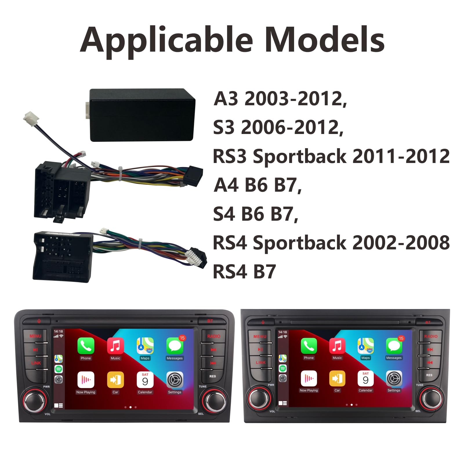 Adattatore Radio Auto Anschluss per Audi A4 S4 RS4 2002-2008 e Audi A3 S3 RS3 2003-2012, Risolve il problema dell'assenza di suono dagli altoparlanti posteriori
