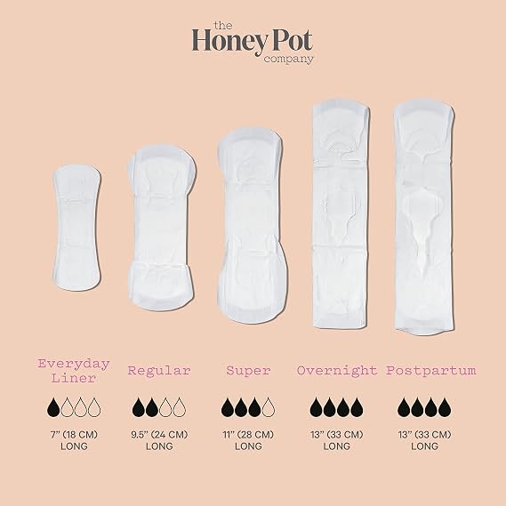The Honey Pot Company Clean Cotton Super Absorbency Pads, Herbal-Infused Pads with Wings, Plant-Derived Feminine & Menstrual Care (Product) RED 16 ct.