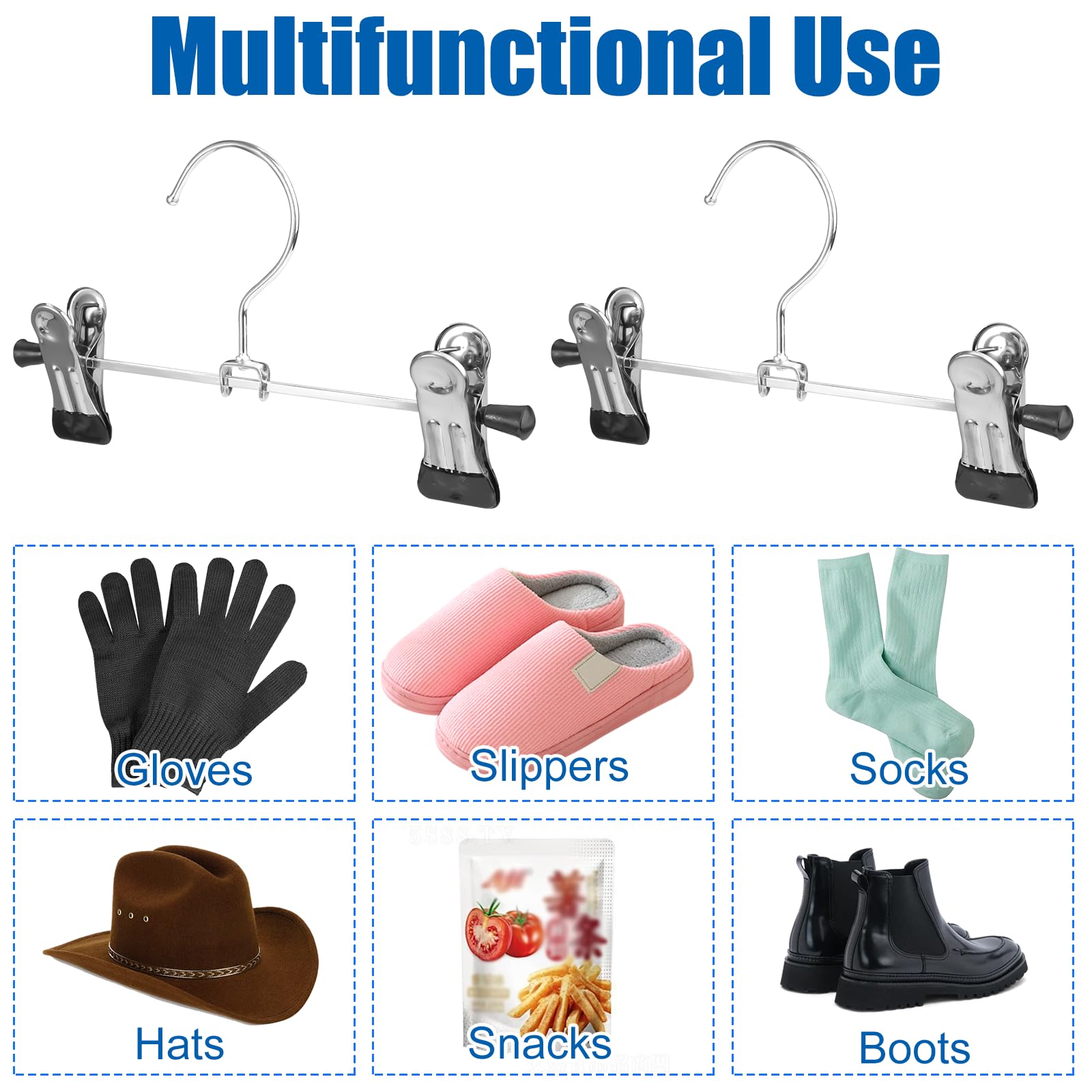 10 Grucce Per Pantaloni Con Clip - Metalliche, Pinze Antiscivolo 17cm, Per Gonne, Calzini, Cappelli - Foto 2