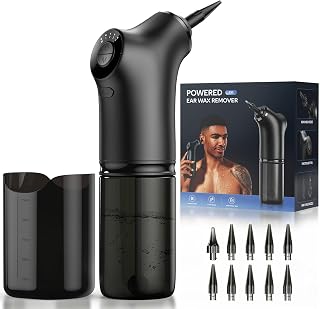 Ear Wax Removal Kit, Qimic Water Powered Ear Cleaner Earwax Removal with 4 Pressure Settings, Electric Ear Cleaning Kit, Safe & Effective Ear Flushing Kit for Adults & Kids (9+1 Replaceable Tips)