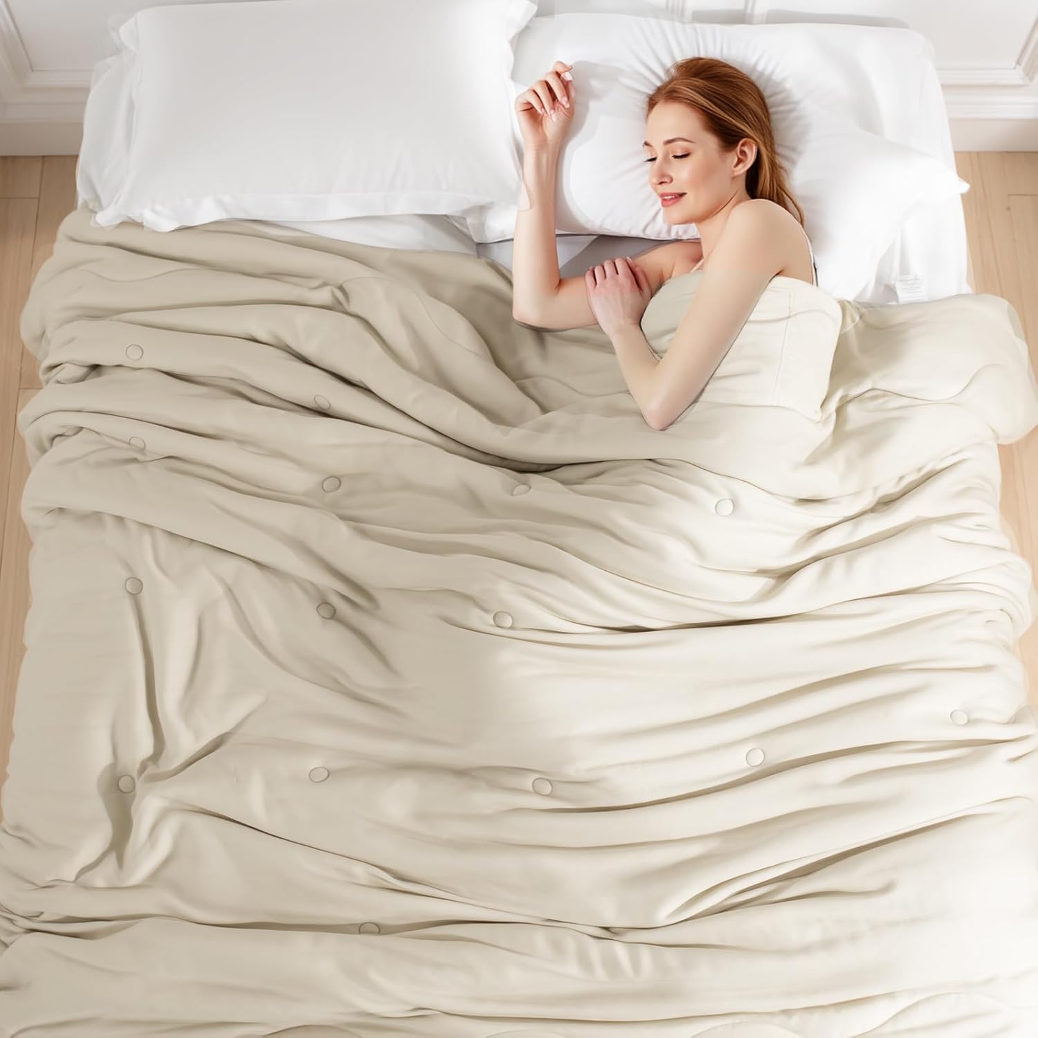 NEXHOME PRO 100% Viscose Derived from Bamboo Comforter King Size - Summer Cooling & Moisture-Wicking Bedding Blanket - All Season Lightweight Design - Natural Organic King Duvet Insert