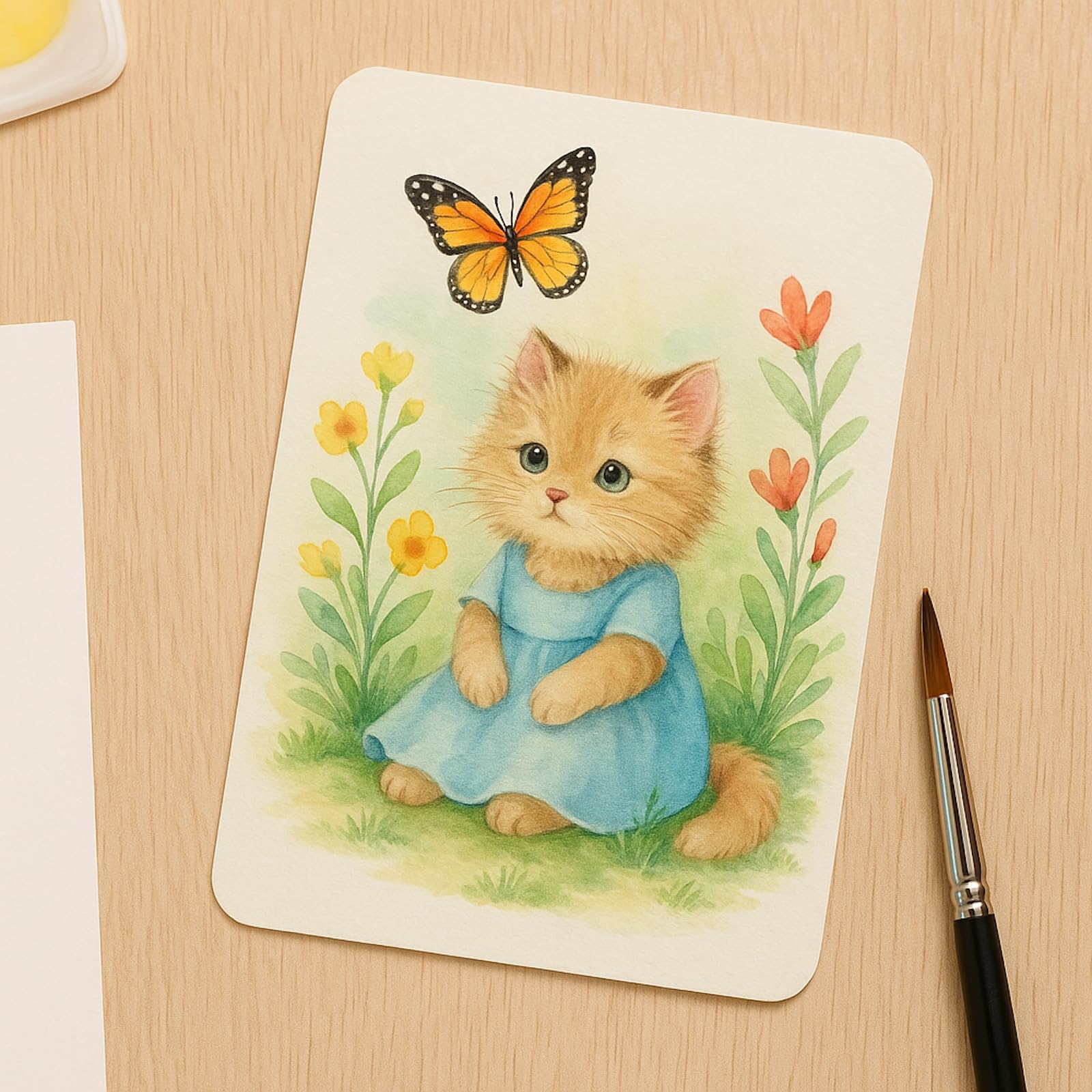 Moriquill 100 fogli di carta ATC per acquerelli, 300 g/m², stampa a freddo, vicino a 6,3 x 8,9 cm, angoli arrotondati, senza acidi, superficie ruvida, per pittura, diario e scrapbooking