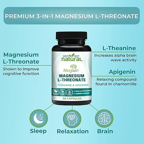 Miniatura 2 de Complejo de L-treonato de magnesio con apigenina y L-teanina, 90 cápsulas, suplemento patentado de magteína