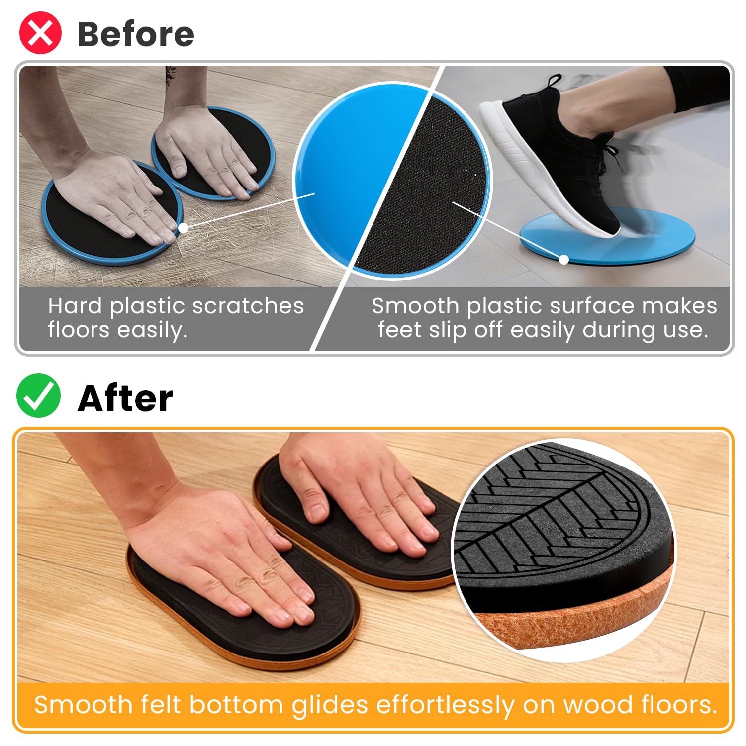 Exercise Core Sliders for Hardwood Floors - Sliders for Workout, Sliding Discs for Exercise, Strength Training, and Home Gym Fitness Gliders