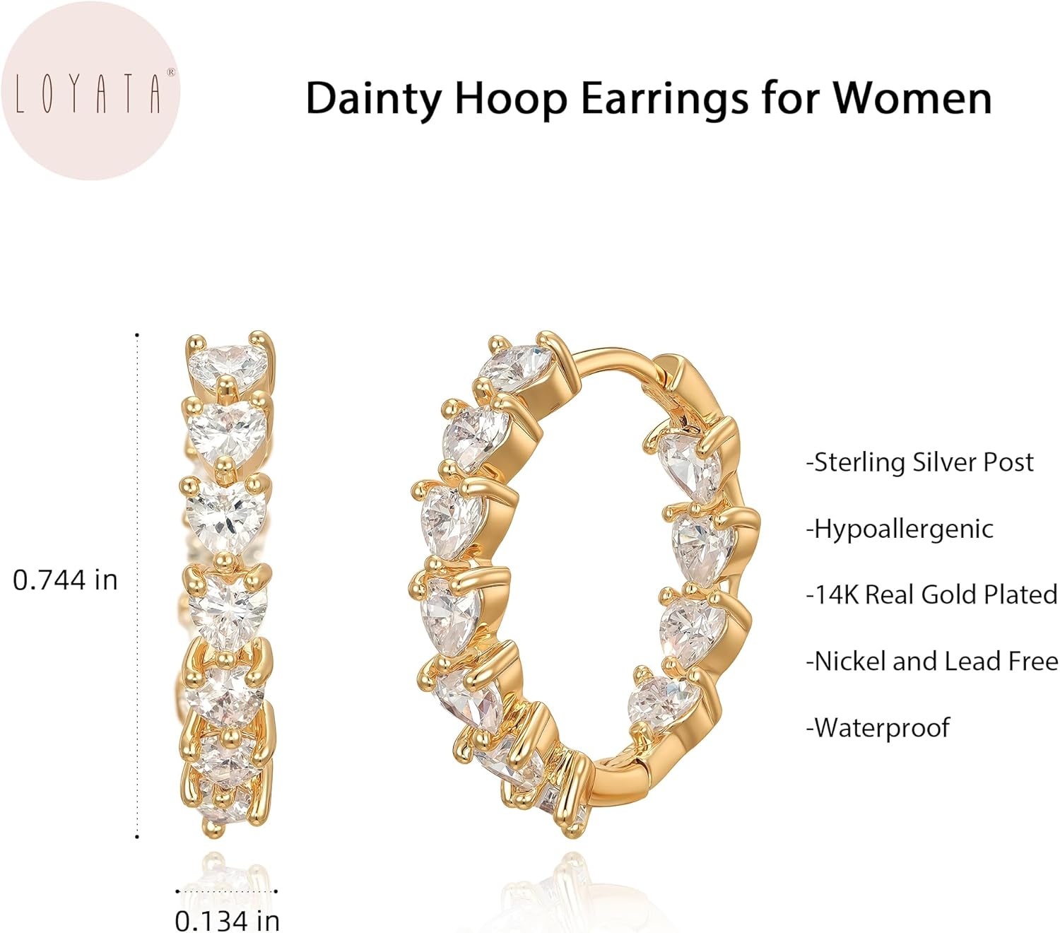 LOYATA Gold Hoop Earrings for Women-14K Gold Plated Small Diamond Hoop Huggie Earrings Hypoallergenic Dainty Hoops Earring Non Tarnish Jewelry Gifts for Women - Image 4
