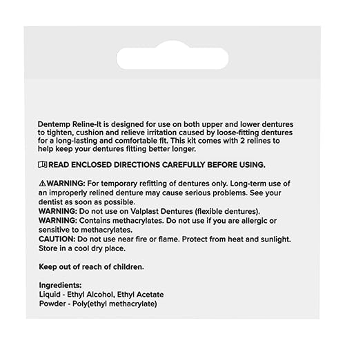 Miniatura 7 de Dentemp Denture Reline Kit - Advanced Formula Reline It Denture Reliner (Pack of 2) - Denture Kit to Refit and Tighten Dentures for Both Upper &