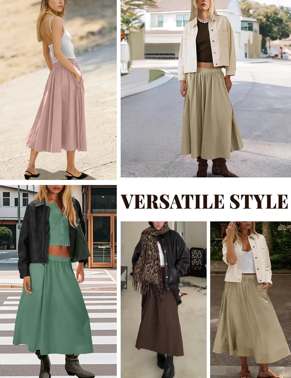 UNIANKIYA Womens 2 Piece Skirt Sets Button Down Knit Cardigan Sweater And Elastic Waist A Line Midi Skirt Vacation Outfits - Image 7