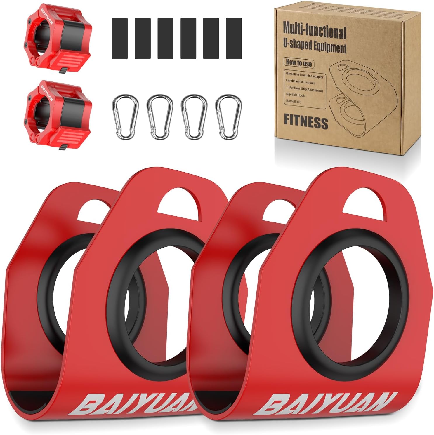 Home Gym Clips, Convert Dumbbells to Barbell, Turn Bars into Landmines, T-Bar Row with Any Grip, Hook Dumbbells on Dip Belts, Versatile Weightlifting Accessory for Olympic