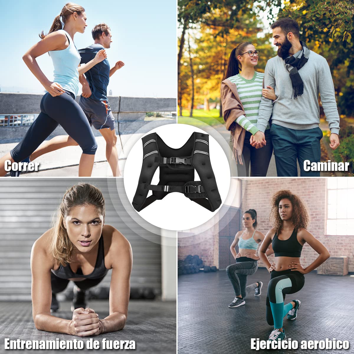 COSTWAY Chaleco de Peso, Chaleco de Entrenamiento 8/15 kg con Hebillas Regulables y Bolsa de Red, Chaleco con Pesas con Tira Reflectante para Hombres Mujeres y Niños