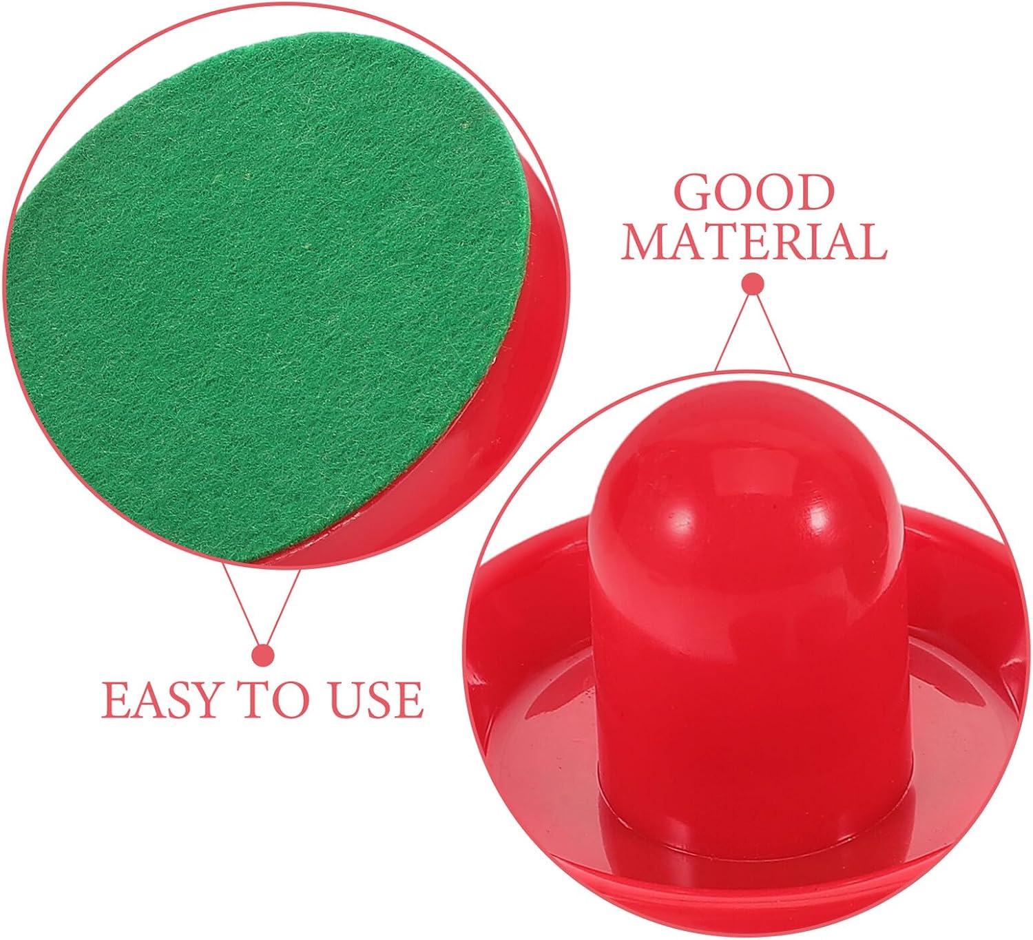Uonlytech Air Hockey Table Paddles and Plastic Pucks Set 96mm Red Pushers with 63mm Pucks Replacement Hockey Table Sliders Accessories for Game Play