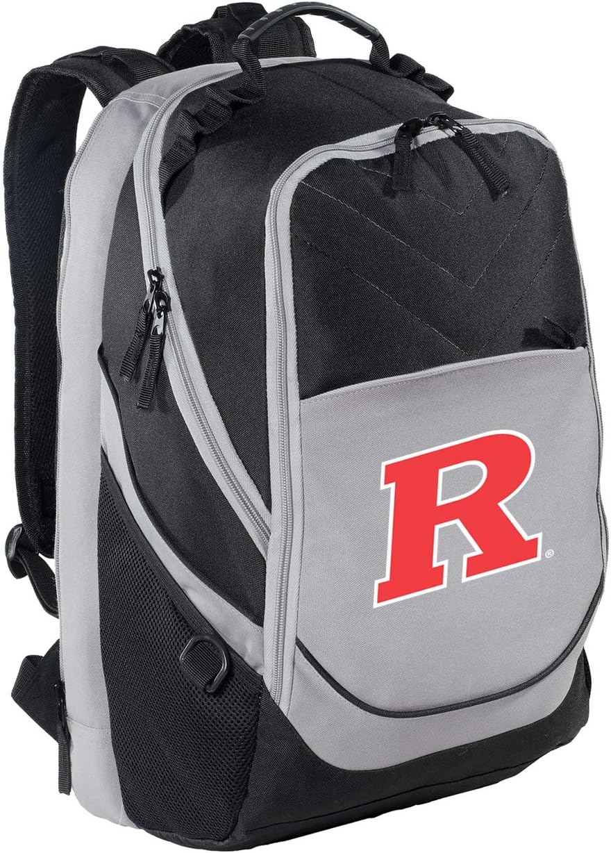 Broad Bay Rutgers Backpack RU Logo Laptop Computer Bags LOADED with Pockets (Black & Gray)