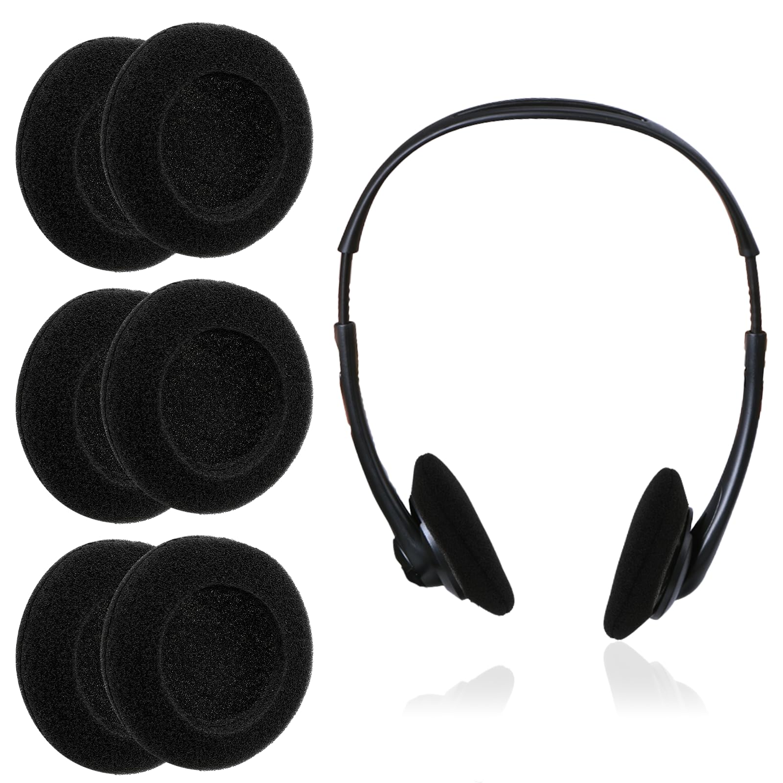 6 Pack Foam Ear Cushions Cover Foam Headphone Replacement Pads 50mm Office Telephone Headsets Sponge Covers Black Cushions Pad for Two Way Radio