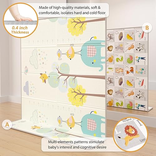 Miniatura 5 de Alfombra de juego para bebés de 78.7 x 59.1 in  Tamaño de 79 x 59 pulgadas  Área de juego segura, suave y estimulante para bebés y niños pequeños