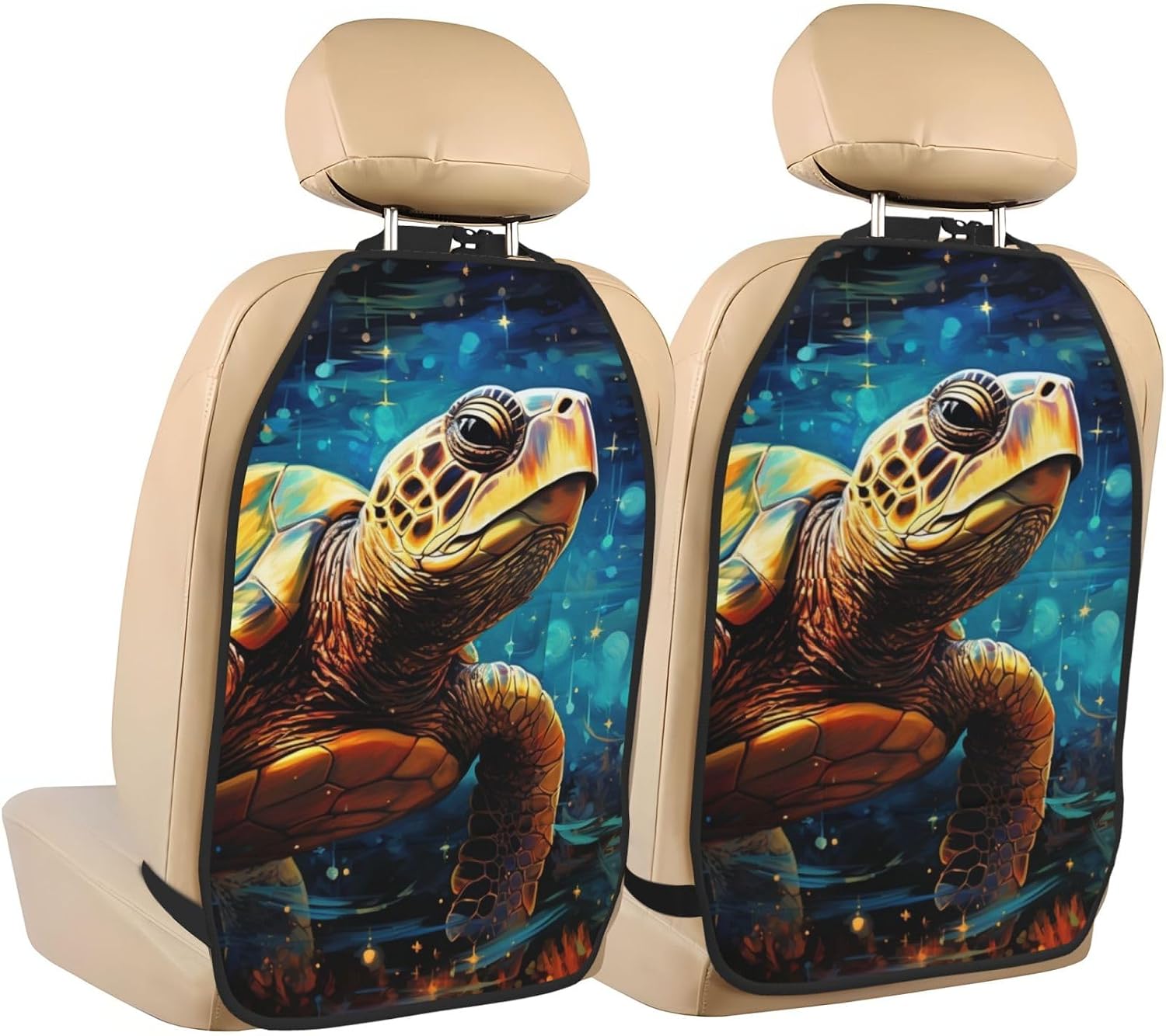 Car Seat Back Kick Protector 2 Pack 18.5x26.4 Inch, Watercolor Horse Floral Anti-Kick Pad, Waterproof Oxford Fabric Large Rear Seat Cover for Kids Pets Fits SUV Jeep Truck Sedan
