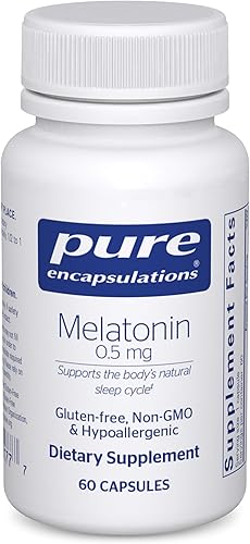 Pure Encapsulations Melatonina 0.5 mg  Suplemento antioxidante para apoyar el sueño natural*  60 cápsulas